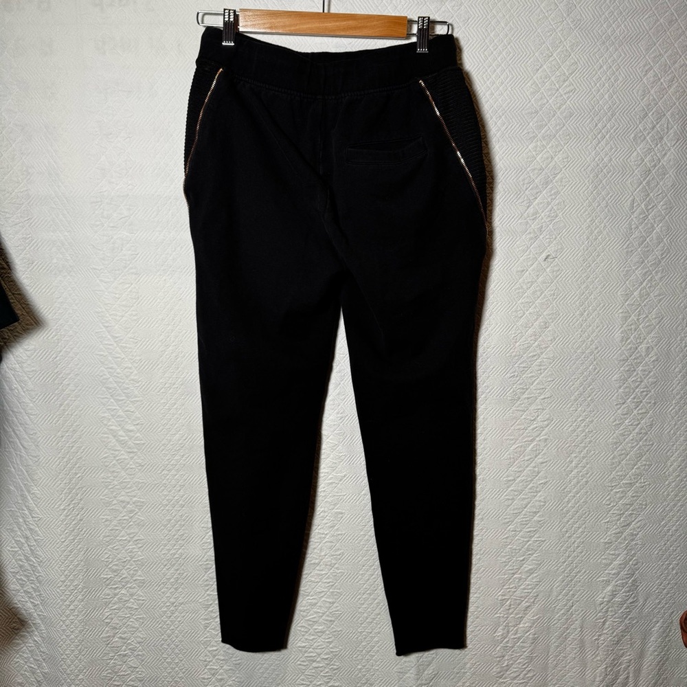 Lime & Vine Black sweat pants copper zipper elastic tie waist street wear Medium - Picture 5 of 10